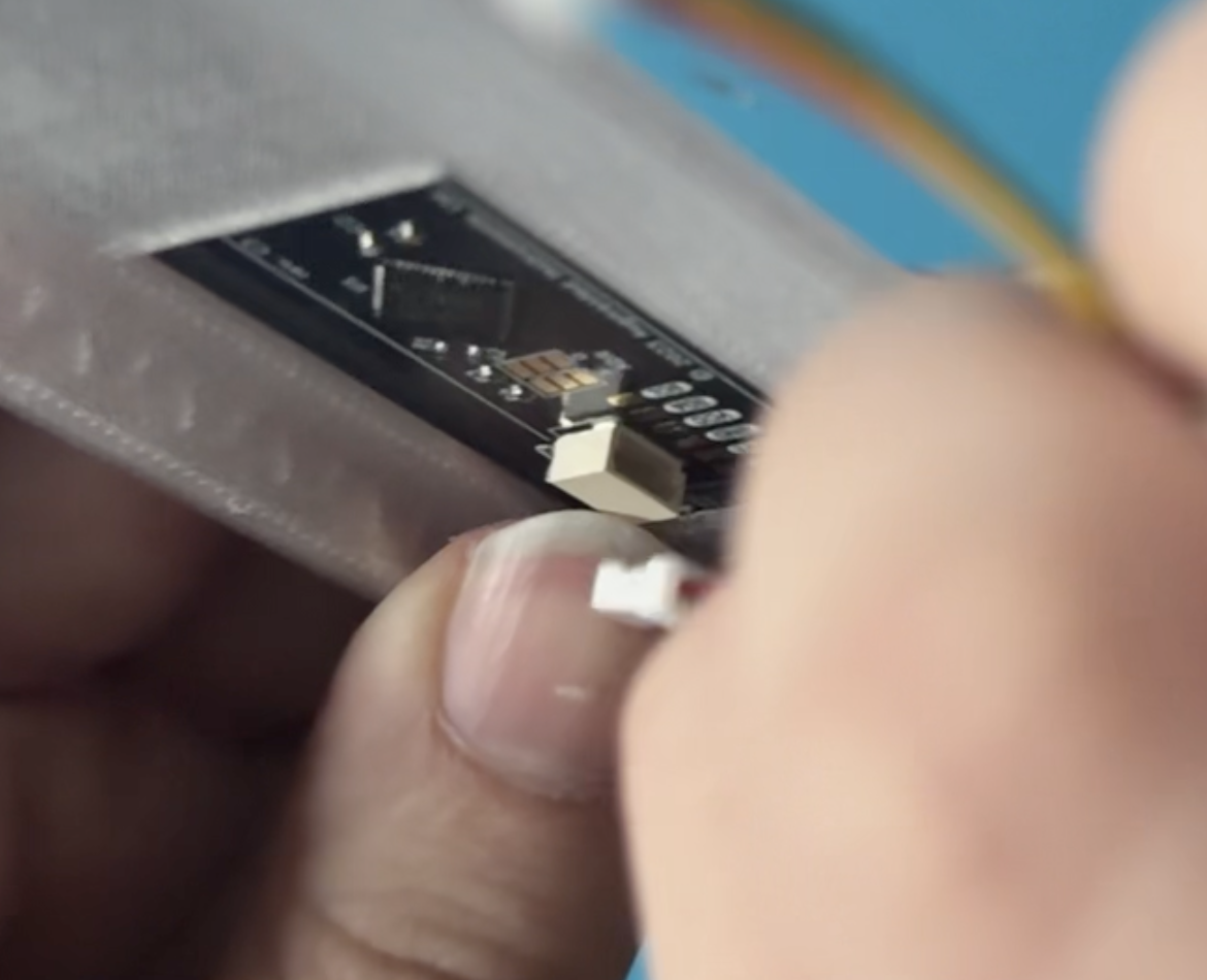 Touchord installing JST connector into Trill Bar