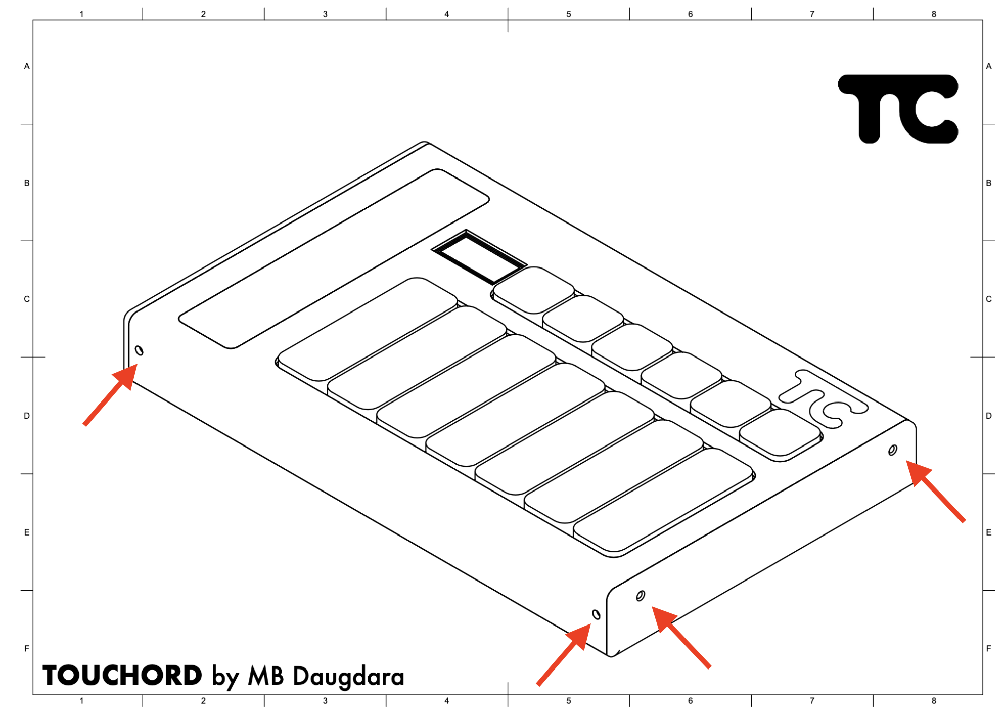 Touchord outer screw holes